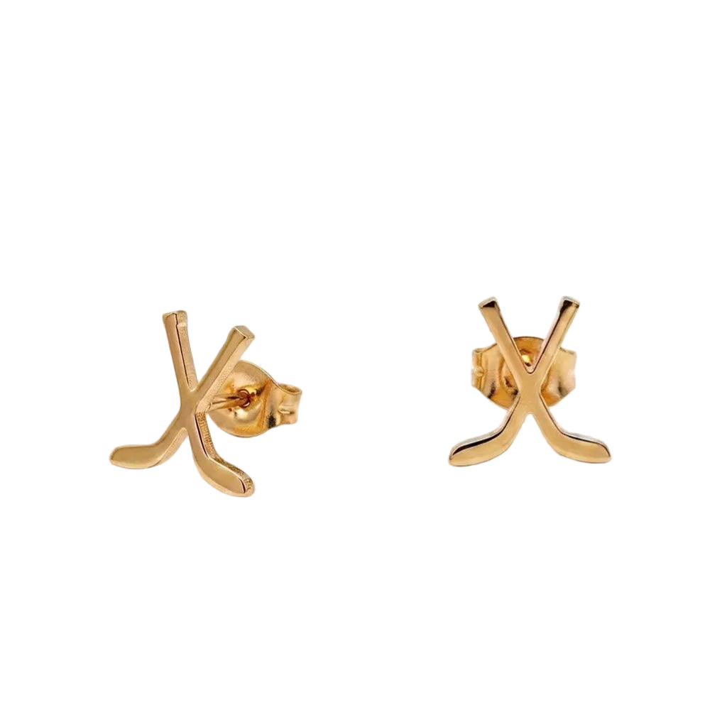 Hockey Sticks Stud Earrings – Stainless Steel (Pack of 3)