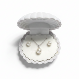 Pearl & 18K White Gold Plated Jewellery Gift Set in Shell Gift Box