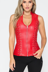 Red Lace-Up Vest - Color Corrected