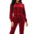 Rhinestone Velour 2-Piece Tracksuit Set